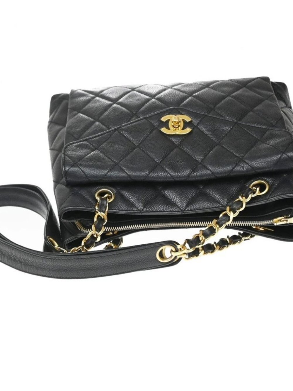 CHANEL CC Logo Chain Shoulder Bag Grained Calfskin Leather BK GHW Italy - Picture 5 of 16